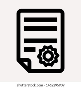 Vector certificate icon. Achievement, award, grant, diploma concepts. Premium quality graphic design elements. Modern sign, linear pictogram, object, outline symbol, simple thin line icon