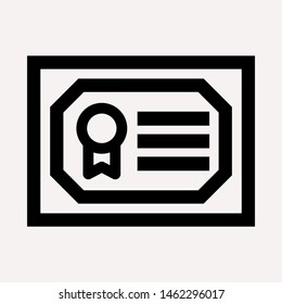 Vector certificate icon. Achievement, award, grant, diploma concepts. Premium quality graphic design elements. Modern sign, linear pictogram, object, outline symbol, simple thin line icon