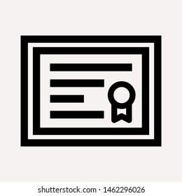 Vector certificate icon. Achievement, award, grant, diploma concepts. Premium quality graphic design elements. Modern sign, linear pictogram, object, outline symbol, simple thin line icon