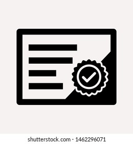 Vector certificate icon. Achievement, award, grant, diploma concepts. Premium quality graphic design elements. Modern sign, linear pictogram, object, outline symbol, simple thin line icon