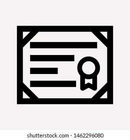 Vector certificate icon. Achievement, award, grant, diploma concepts. Premium quality graphic design elements. Modern sign, linear pictogram, object, outline symbol, simple thin line icon