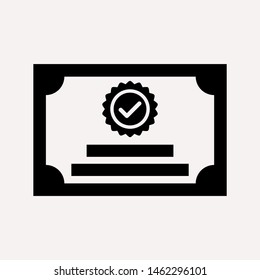 Vector certificate icon. Achievement, award, grant, diploma concepts. Premium quality graphic design elements. Modern sign, linear pictogram, object, outline symbol, simple thin line icon