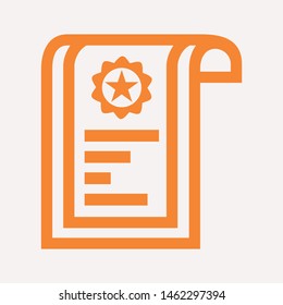 Vector certificate icon. Achievement, award, grant, diploma concepts. Premium quality graphic design elements. Modern sign, linear pictogram, object, outline symbol, simple thin line icon