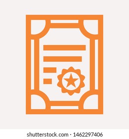 Vector certificate icon. Achievement, award, grant, diploma concepts. Premium quality graphic design elements. Modern sign, linear pictogram, object, outline symbol, simple thin line icon