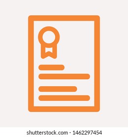 Vector certificate icon. Achievement, award, grant, diploma concepts. Premium quality graphic design elements. Modern sign, linear pictogram, object, outline symbol, simple thin line icon