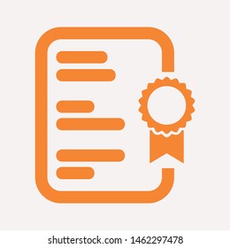 Vector certificate icon. Achievement, award, grant, diploma concepts. Premium quality graphic design elements. Modern sign, linear pictogram, object, outline symbol, simple thin line icon