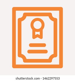 Vector certificate icon. Achievement, award, grant, diploma concepts. Premium quality graphic design elements. Modern sign, linear pictogram, object, outline symbol, simple thin line icon