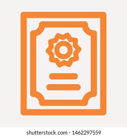 Vector certificate icon. Achievement, award, grant, diploma concepts. Premium quality graphic design elements. Modern sign, linear pictogram, object, outline symbol, simple thin line icon