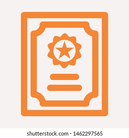 Vector certificate icon. Achievement, award, grant, diploma concepts. Premium quality graphic design elements. Modern sign, linear pictogram, object, outline symbol, simple thin line icon