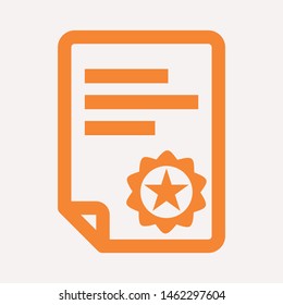 Vector certificate icon. Achievement, award, grant, diploma concepts. Premium quality graphic design elements. Modern sign, linear pictogram, object, outline symbol, simple thin line icon