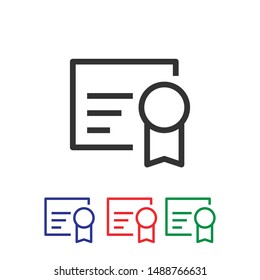 Vector certificate icon. Achievement, award, grant, diploma concepts. Premium quality graphic design elements. Modern sign, linear pictogram, object, outline symbol, simple thin line icon