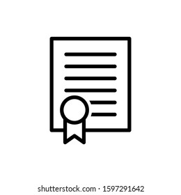 Vector certificate icon. Achievement, award, grant, diploma concepts. Premium quality graphic design elements. Modern sign pictogram symbol, simple illustration.