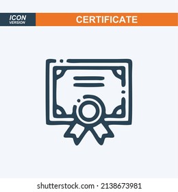 Icono de certificado de vector. Logro, premio, subvención, diploma. Elementos de diseño gráfico de calidad superior. Signo moderno, pictograma lineal, objeto, símbolo de contorno, icono de línea delgada simple