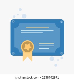 Vector certificate icon. Achievement, award, grant, diploma concepts. Cartoon minimal style.