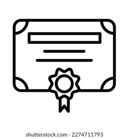 Vector certificate icon. Achievement, award, grant, diploma concept. Modern sign, linear pictogram, object, outline symbol, simple thin line icon. Eps 10
