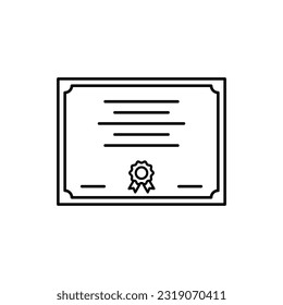 Vector certificate icon. Achievement, award, grant, diploma concepts. Premium quality graphic design elements. Modern sign, linear pictogram, object, outline symbol, simple thin line icon