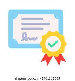 Vektorzertifikatssymbol. Konzepte für die Erzielung, Vergabe, Gewährung, Diplom. Qualitativ hochwertige Grafikdesign-Elemente. Vektorgrafik auf weißem Hintergrund