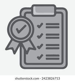 Vektorzertifikatssymbol. Konzepte für die Erzielung, Vergabe, Gewährung, Diplom. Qualitativ hochwertige Grafikdesign-Elemente. Modernes Zeichen, lineares Piktogramm, Objekt, Füllsymbol, einfaches, dickes Liniensymbol