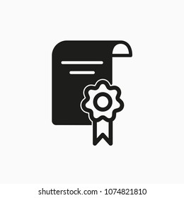 Vector certificate icon, award quality, diploma symbol