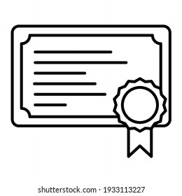 Vector Certificate Outline Icon Design
