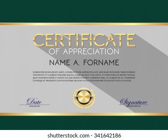 Vector Certificate Template of Appreciation Green