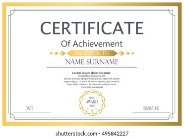 Vector Certificate Template Vector Award Graduation Stock Vector ...