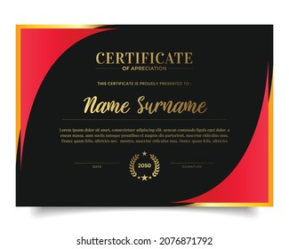 Vector certificate template  design with black, and golden colour