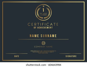 Vector Certificate Template Design with Luxury Best Company Award