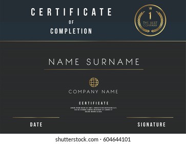 Vector Certificate Template Design with Luxury Best Company Award