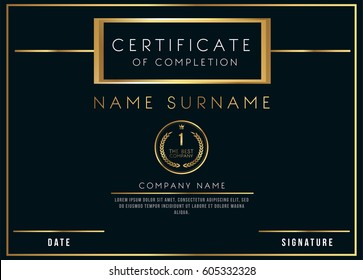 Vector Certificate Template Design with Luxury Best Company Award