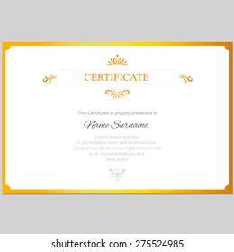 Vector certificate template with  gold frame