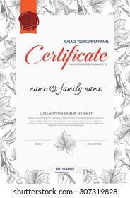 vector certificate template. hand drawn style.