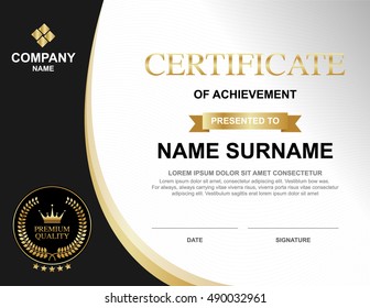 Gold Black Certificate Template Design Stock Vector (Royalty Free ...