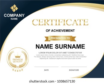 vector certificate template with premium quality symbol