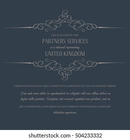 Vector certificate template. Retro wedding invitations, advertising or other design and place for text. Flourishes frame