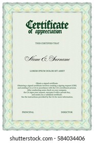 Vorlage für die Bescheinigung der Vektorillustration. Größe A4