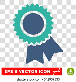 Vector Certification EPS vector pictograph. Illustration style is flat iconic bicolor cobalt and cyan symbol on a transparent background.