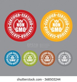 Vector : Certified Non GMO Campaign Promotion, Product Label, Infographics Flat Icon, Sign, Sticker