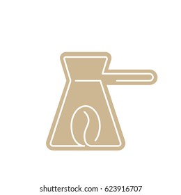 Vector cezve for coffe icon. Turkish fishborn coffee pot prepared coffee