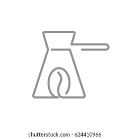 Vector cezve for coffe icon. Turkish fishborn coffee pot prepared coffee