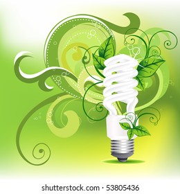 vector CFL design with leafs around it