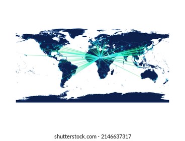 Mapa del vector Chad sobre fondo blanco adecuado para la tecnología, la innovación o los conceptos de exportación. El archivo es adecuado para la edición digital y las impresiones de gran tamaño.