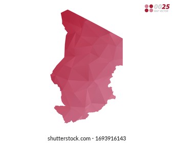 Vector of Chad map red polygon triangle mosaic with white background. style gradient.