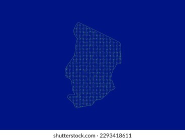 Vector Chad map for technology or innovation or it concepts. Minimalist country border filled with 1s and 0s. File is suitable for digital editing and prints of all sizes.