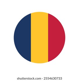 Vector Chad National Flag icon. Round flag of Chad on white Background.
