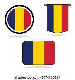 Vector Chad set of flag banner Chad flag with white background Vector illustration design Chad independence day banner design