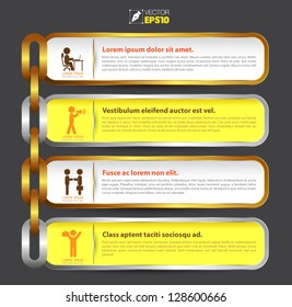Vector chain business concepts with  icons / can use for infographic / loop business report or plan / modern template / education template / business brochure /  system diagram / gold tag 4 step