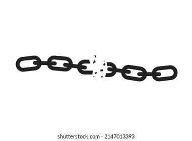  Vector chain damaged icon. Black broken chain.