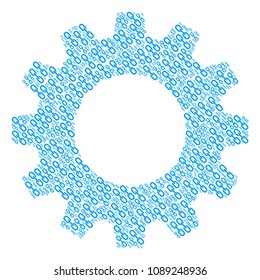 Vector chain icons are combined into gearwheel figure. Machinery design concept constructed of chain items.