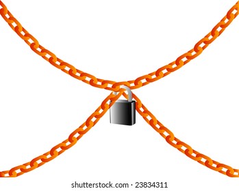 vector - chain with padlock isolated on white background